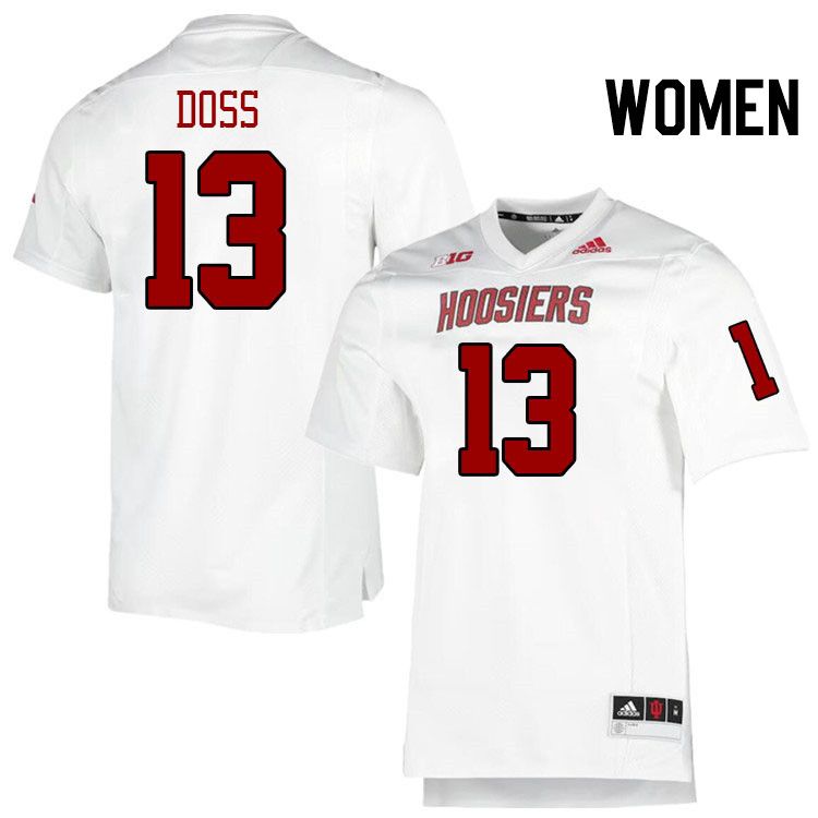 Women #13 Cedarius Doss Indiana Hoosiers College Football Jerseys Stitched-Retro White